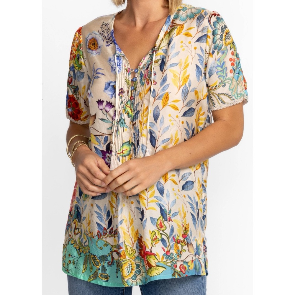 Johnny Was Floral Silk Tunic